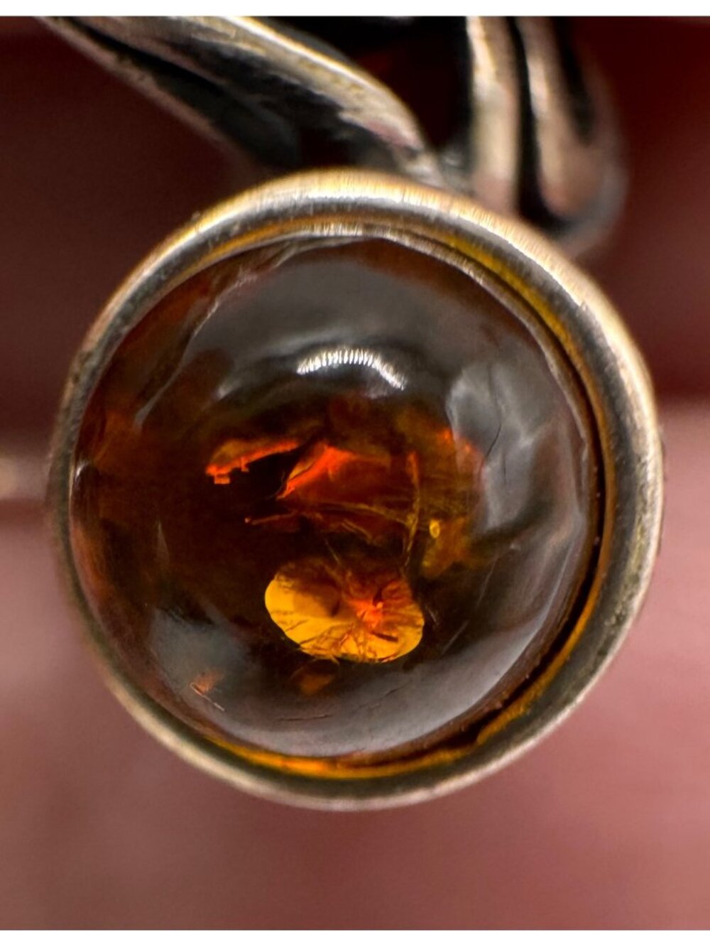 925 Sterling Silver Amber Wrap Ring A.D Signed Size 7.25 Artisan - Picture 9 of 12